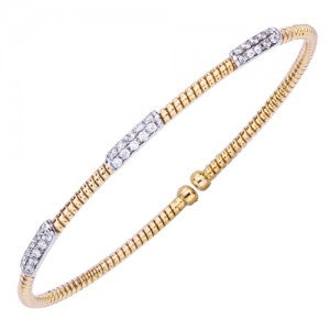 18K Yellow and White Gold Two Toned Diamond Bangle Bracelet