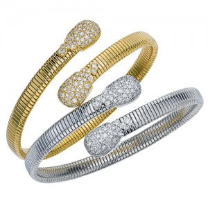 18K White Gold Diamond Wrap Flexible Bangle