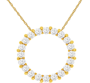 Diamond Circle Necklace Yellow Gold