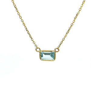 Emerald Cut East-West Bezel Set Necklace