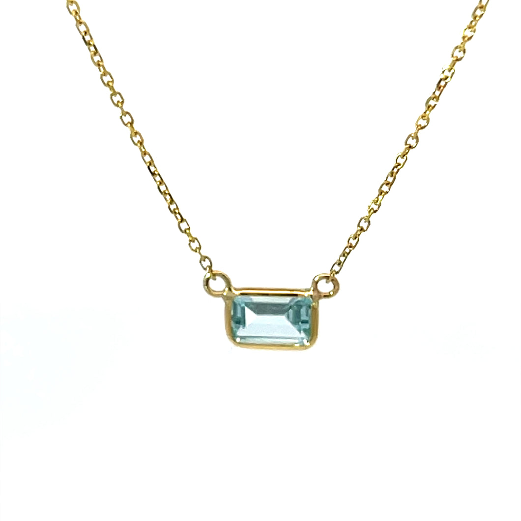 Emerald Cut East-West Bezel Set Necklace