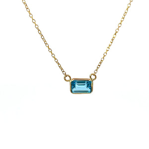 Emerald Cut East-West Bezel Set Necklace