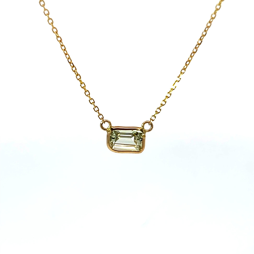 Emerald Cut East-West Bezel Set Necklace