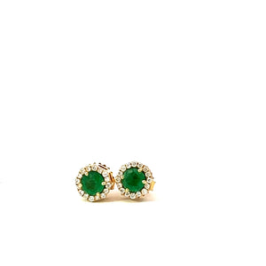 Emerald and Diamond Stud Earrings