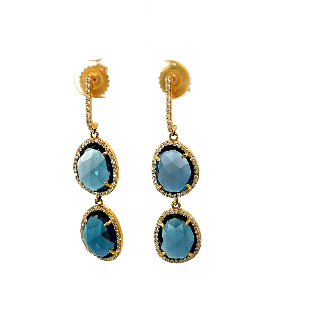 Diamond and London Blue Topaz Earrings