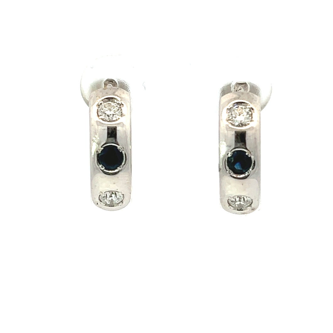 Diamond and Sapphire Huggie Earrings