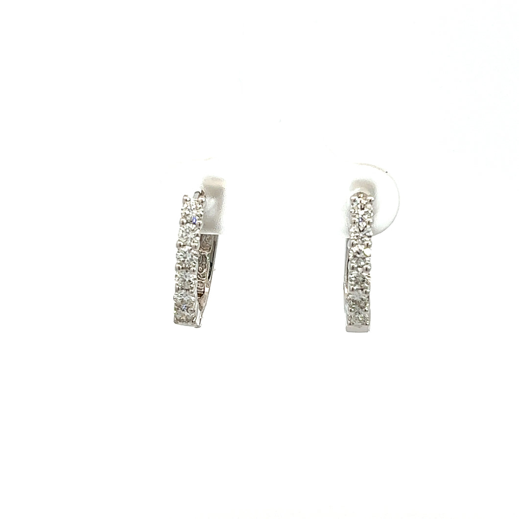 14K White Gold Diamond Huggies Earrings