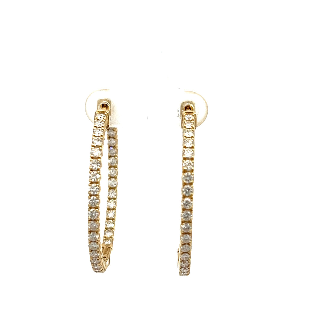 14KT Yellow Gold Diamond Inside-Out Hoop Earrings