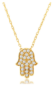 Yellow Gold Diamond Hamsa Necklace