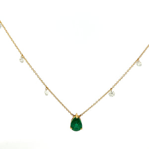 Pear-shaped Emerald & Diamond Necklace