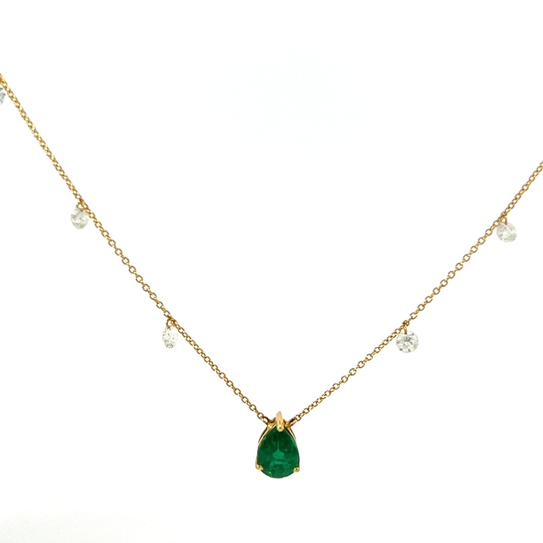 Pear-shaped Emerald & Diamond Necklace