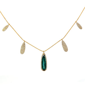 Blue Tourmaline and Diamond Drop Necklace