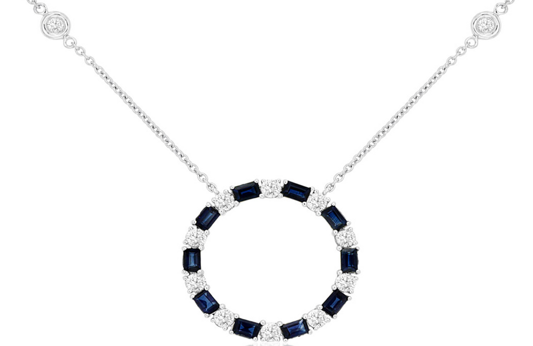 Sapphire & Diamond Circle Necklace