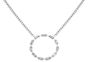 Diamond Baguette Circle Necklace