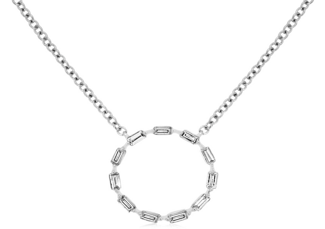 Diamond Baguette Circle Necklace