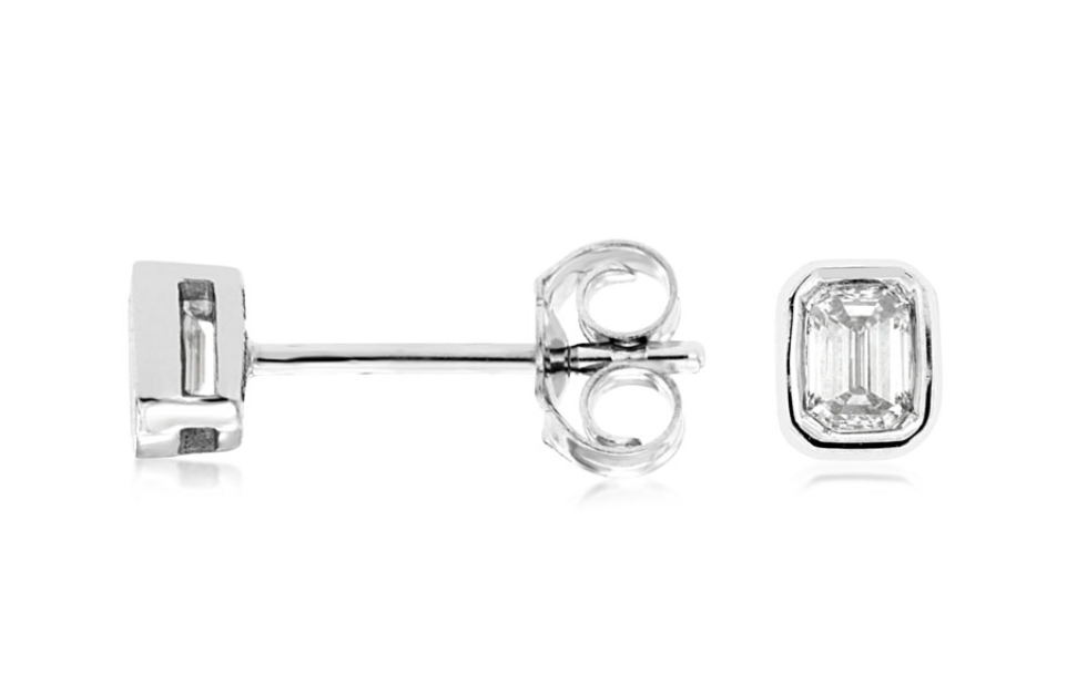 Emerald Cut Diamond Stud Earrings