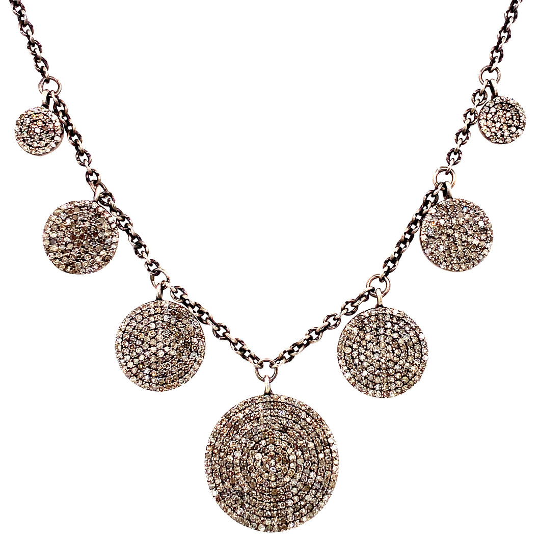 Sterling Silver Black Rhodium & Diamond Pave Necklace