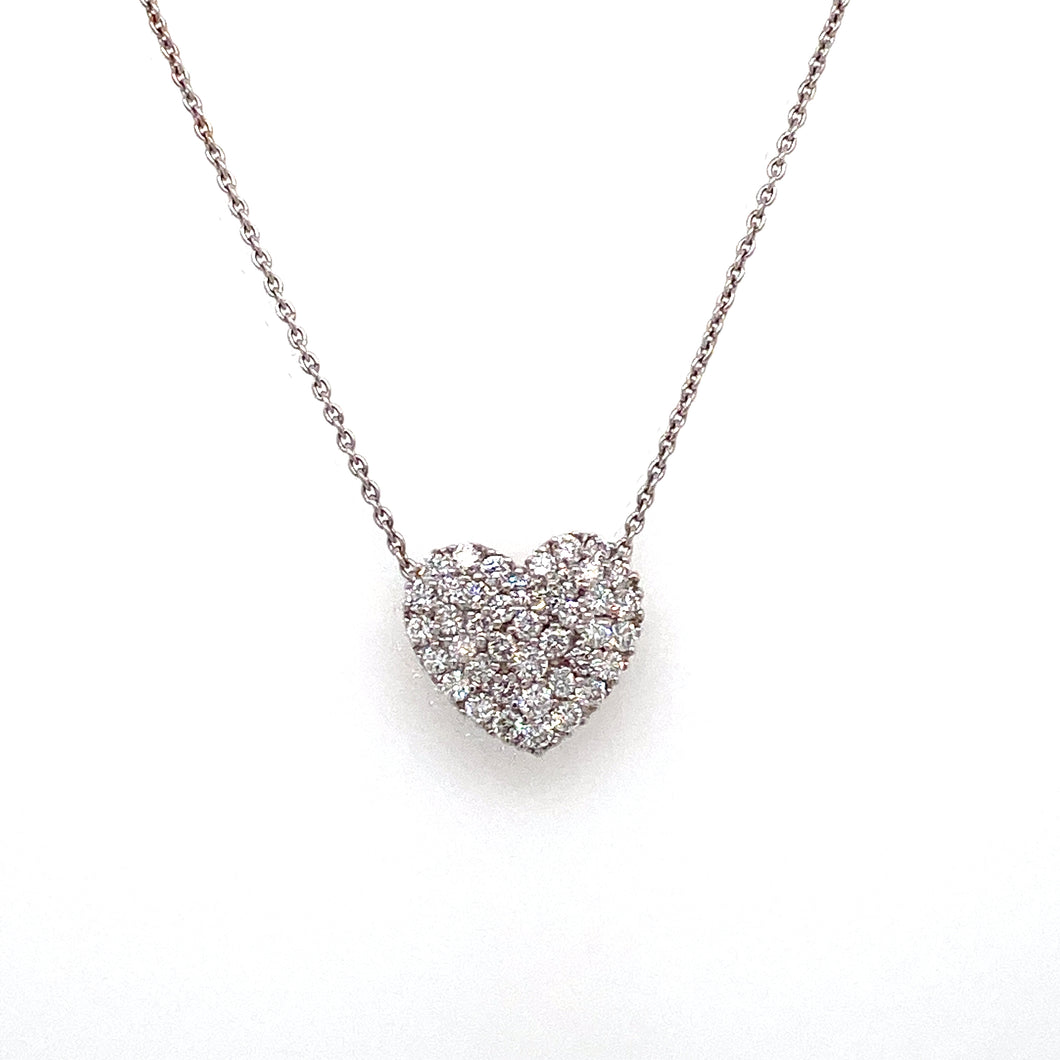 18kt White Gold Pavé Diamond Heart Pendant